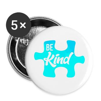 Be Kind Puzzle Motiv - Buttons klein 25 mm (5er Pack) - Weiß - Vorne
