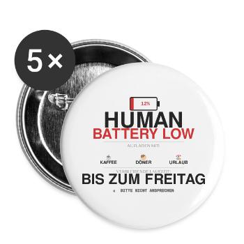 Human Battery Low Coffee Humor - Buttons small 1''/25 mm (5-pack) - white - Front