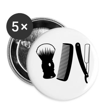 Salon de coiffure - Lot de 5 petits badges (25 mm) - blanc - Devant
