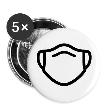 Maske - Buttons klein 25 mm (5er Pack) - Weiß - Vorne