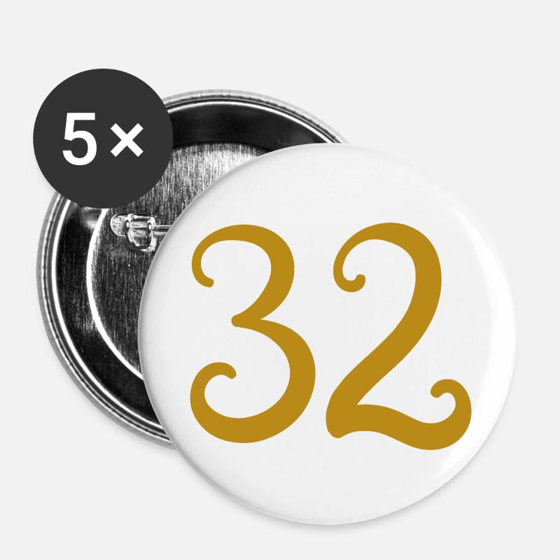 32 - Lot de 5 petits badges (25 mm) - blanc