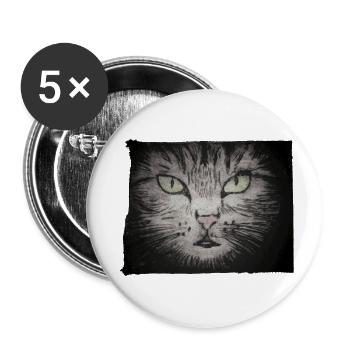 Cat Black - Hand Carved Printable - Buttons small 1''/25 mm (5-pack) - white - Front