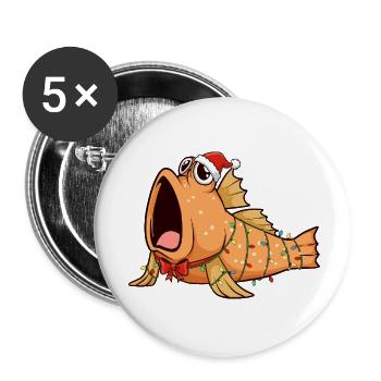 Drôle de Mudskipper - Noël - Lot de 5 petits badges (25 mm) - blanc - Devant