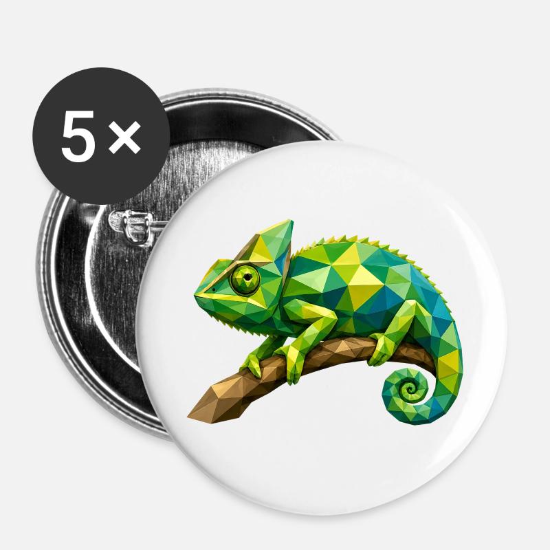Geometric Chameleon Branch - Buttons small 1''/25 mm (5-pack) - white