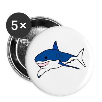 Great White Shark Cartoon - Buttons small 1''/25 mm (5-pack) - white - Front