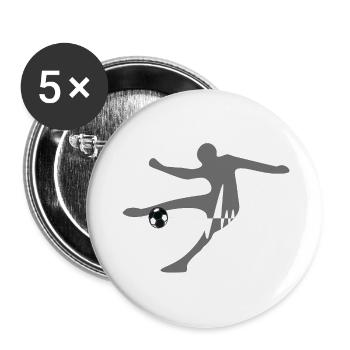 Kicker Herzschlag Fußball Pulsschlag - Buttons klein 25 mm (5er Pack) - Weiß - Vorne
