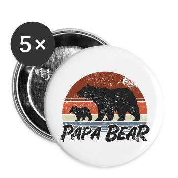 Papa Ours - Cadeau de la fête des pères - Lot de 5 petits badges (25 mm) - blanc - Devant