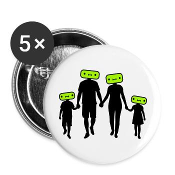 Silhouette familiale Chers enfants Parents Maman Papa - Lot de 5 petits badges (25 mm) - blanc - Devant