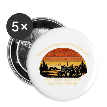 Dorfkind Traktor Sonnenuntergang - Buttons klein 25 mm (5er Pack) - Weiß - Vorne