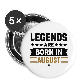 Legends Are Born In August - Buttons klein 25 mm (5er Pack) - Weiß - Vorne