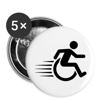 Fast wheelchair user in motion # - Buttons small 1''/25 mm (5-pack) - white - Front
