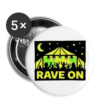 Rave On Festival Tent Techno Party Crew - Lot de 5 petits badges (25 mm) - blanc - Devant