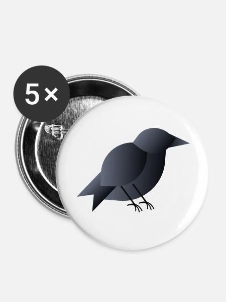 Geometrischer dunkelblauer Vogel - Buttons klein 25 mm (5er Pack) - Weiß