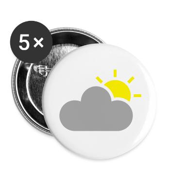 Symbole de temps - soleil et nuage - Lot de 5 petits badges (25 mm) - blanc - Devant