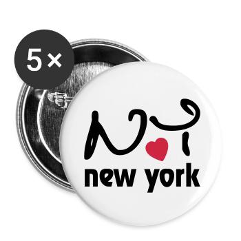 I Love New York - Buttons klein 25 mm (5er Pack) - Weiß - Vorne
