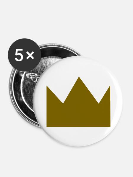 Krone - Buttons klein 25 mm (5er Pack) - Weiß