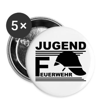 Jugend Feuerwehr Helm - Buttons klein 25 mm (5er Pack) - Weiß - Vorne