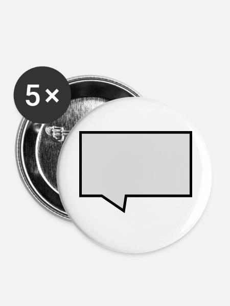 Sprechblase - Buttons klein 25 mm (5er Pack) - Weiß