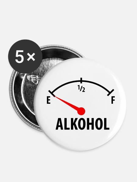 Alkohol Tacho - nüchtern - Buttons klein 25 mm (5er Pack) - Weiß