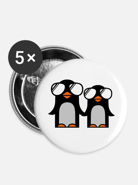 funky pinguine - Buttons klein 25 mm (5er Pack) - Weiß