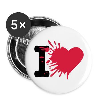 i love - Lot de 5 petits badges (25 mm) - blanc - Devant