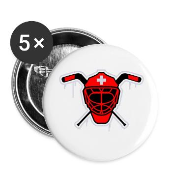 Hockey Goalie Mask Suisse - Lot de 5 petits badges (25 mm) - blanc - Devant