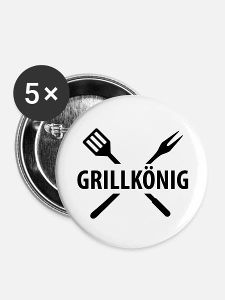 grillkönig - Buttons klein 25 mm (5er Pack) - Weiß