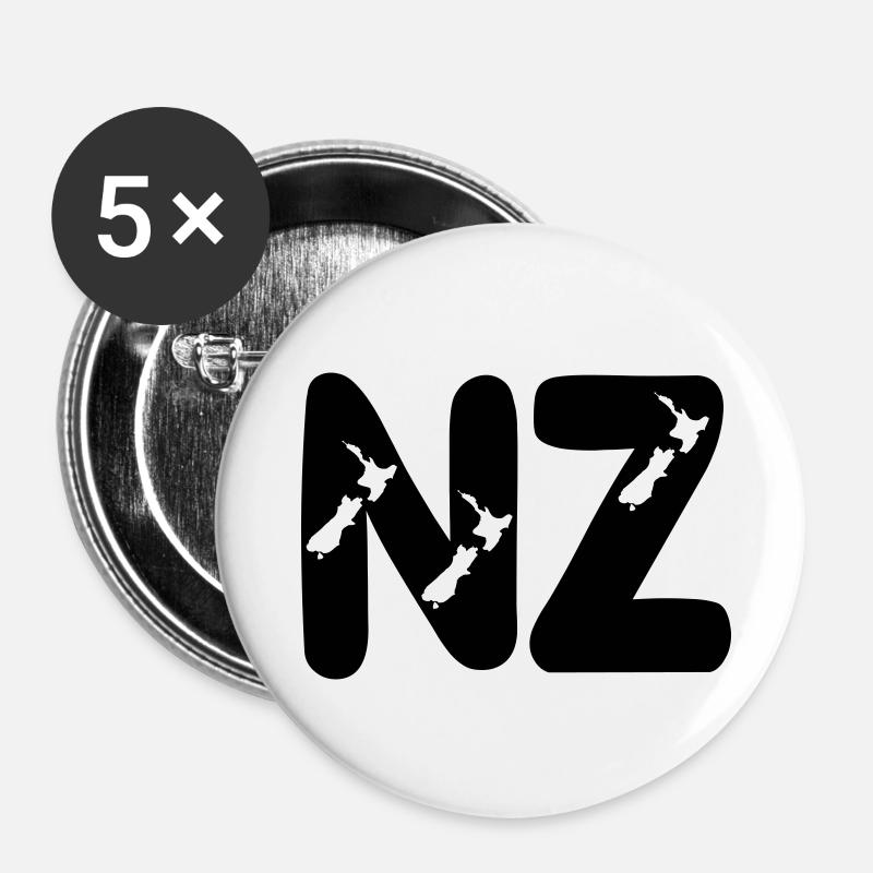 NZ - Lot de 5 petits badges (25 mm) - blanc