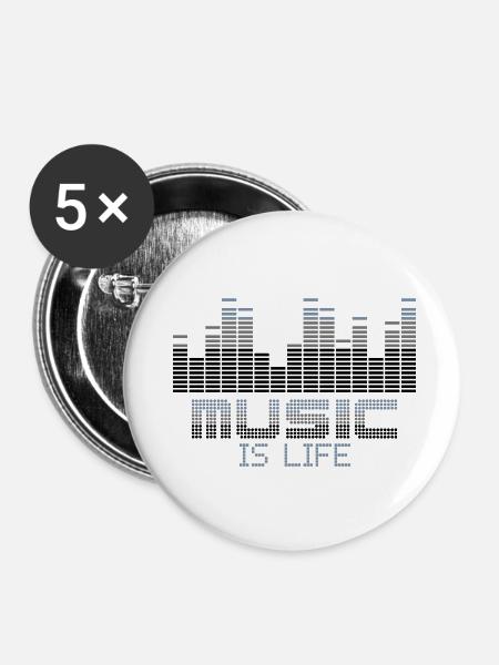 Musik ist Leben-Equalizer - Buttons klein 25 mm (5er Pack) - Weiß
