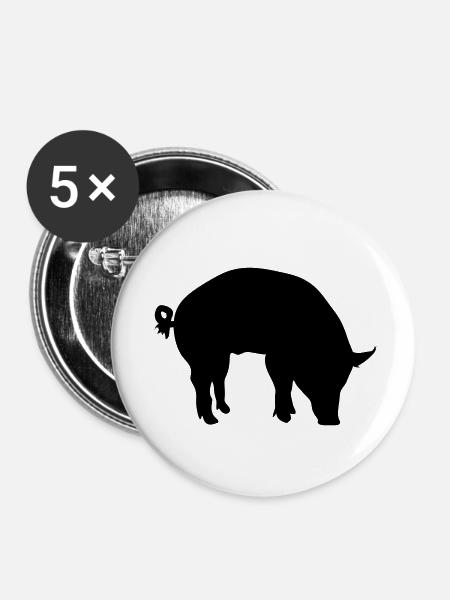 pig - Buttons klein 25 mm (5er Pack) - Weiß