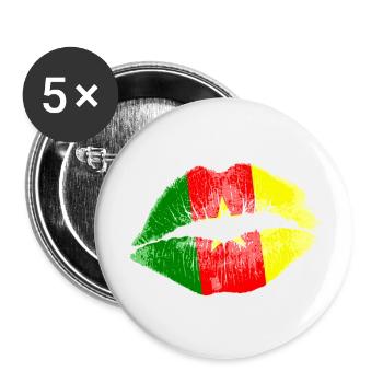 Kuss (Kamerun / Cameroon) - Buttons klein 25 mm (5er Pack) - Weiß - Vorne