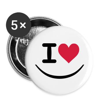I love - Buttons small 1''/25 mm (5-pack) - white - Front