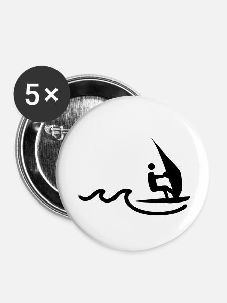 windsurfer - Buttons klein 25 mm (5er Pack) - Weiß