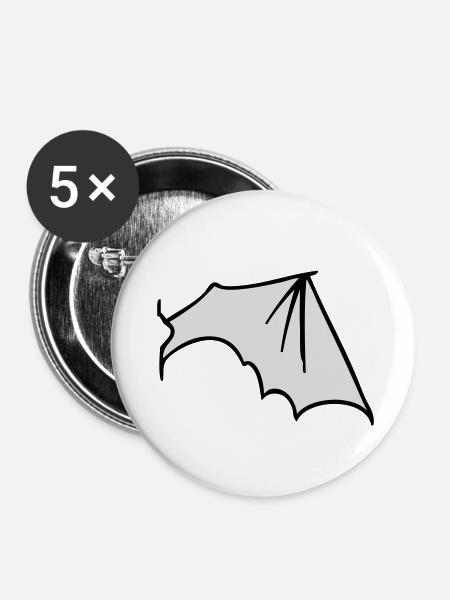 batwing_right - Buttons klein 25 mm (5er Pack) - Weiß