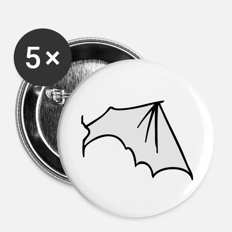 batwing_right - Buttons klein 25 mm (5er Pack) - Weiß