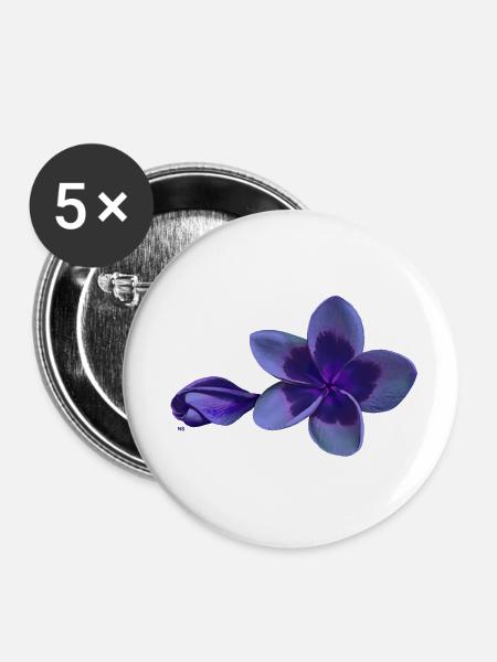 Nacht Plumeria Blume - Buttons klein 25 mm (5er Pack) - Weiß