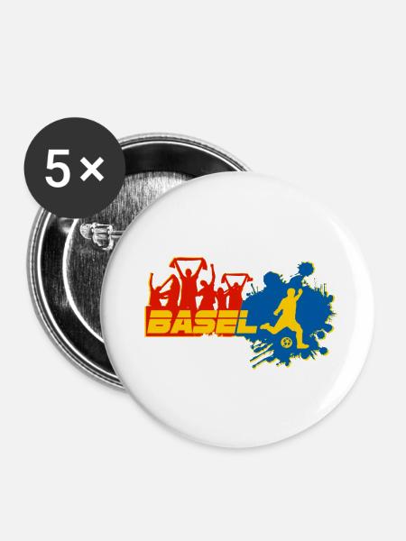 Basel Fan - Buttons klein 25 mm (5er Pack) - Weiß