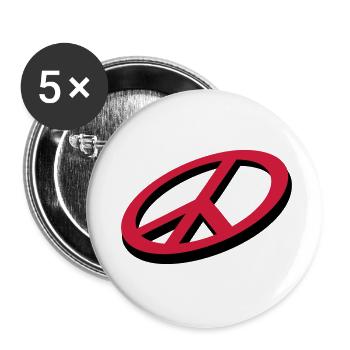 Frieden / peace (3D, 2c) - Buttons klein 25 mm (5er Pack) - Weiß - Vorne
