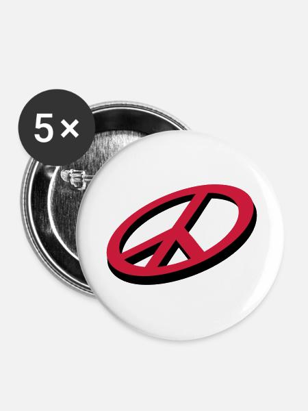 Frieden / peace (3D, 2c) - Buttons klein 25 mm (5er Pack) - Weiß
