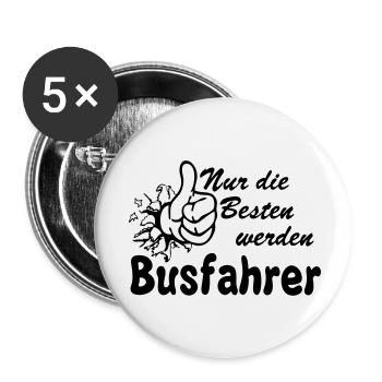 Busfahrer Bus Omnibus Busfahrer nur die Besten(25) - Buttons klein 25 mm (5er Pack) - Weiß - Vorne