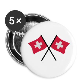 Schweizer Flaggen - Buttons klein 25 mm (5er Pack) - Weiß - Vorne