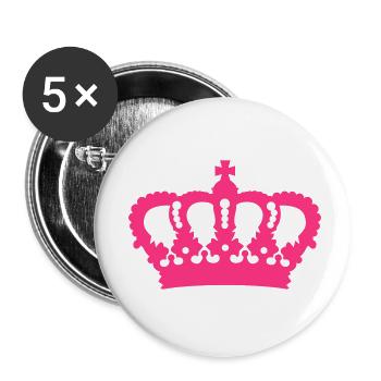 Crown King Queen Prinz Princess Royal pink - Buttons small 1''/25 mm (5-pack) - white - Front