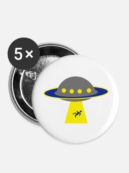 Aliens - Buttons klein 25 mm (5er Pack) - Weiß