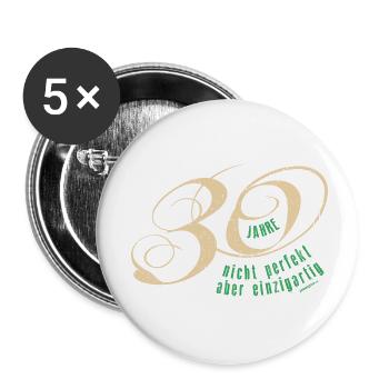 Geburtstag 30 Jahre - Buttons klein 25 mm (5er Pack) - Weiß - Vorne