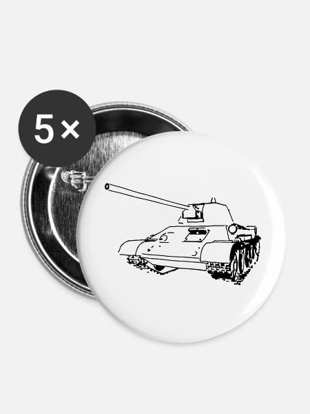 T-34 - Buttons klein 25 mm (5er Pack) - Weiß