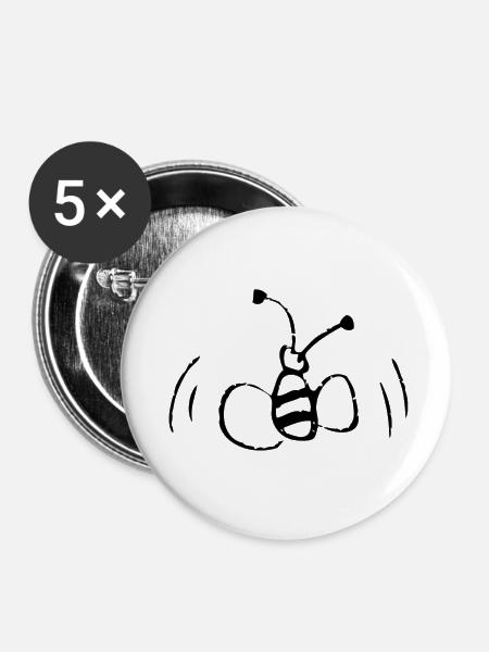 schwarze Biene - Buttons klein 25 mm (5er Pack) - Weiß