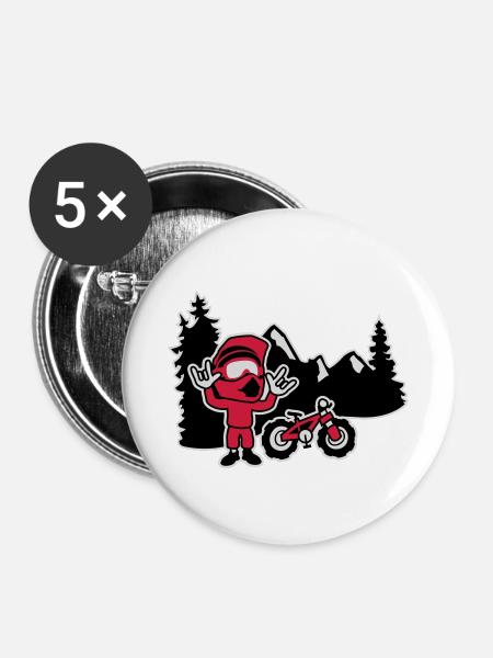 Freerider - Buttons klein 25 mm (5er Pack) - Weiß