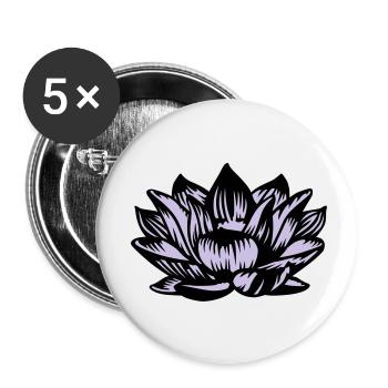 Lotusblume - Buttons klein 25 mm (5er Pack) - Weiß - Vorne
