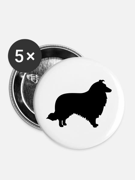 Collie - Buttons klein 25 mm (5er Pack) - Weiß
