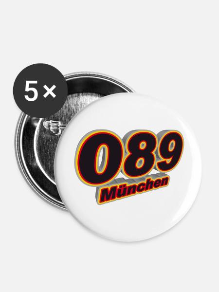 089 Muenchen - Buttons klein 25 mm (5er Pack) - Weiß